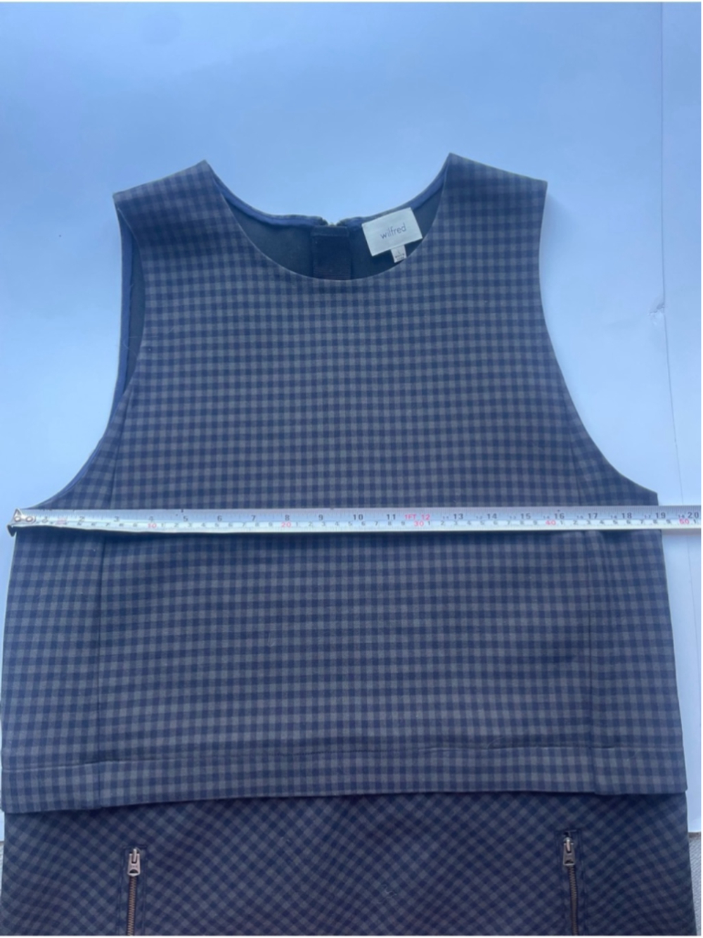 Aritzia Wilfred Plaid Mini Dress Sleeveless Tailored Zip Pocket - Picture 7 of 8